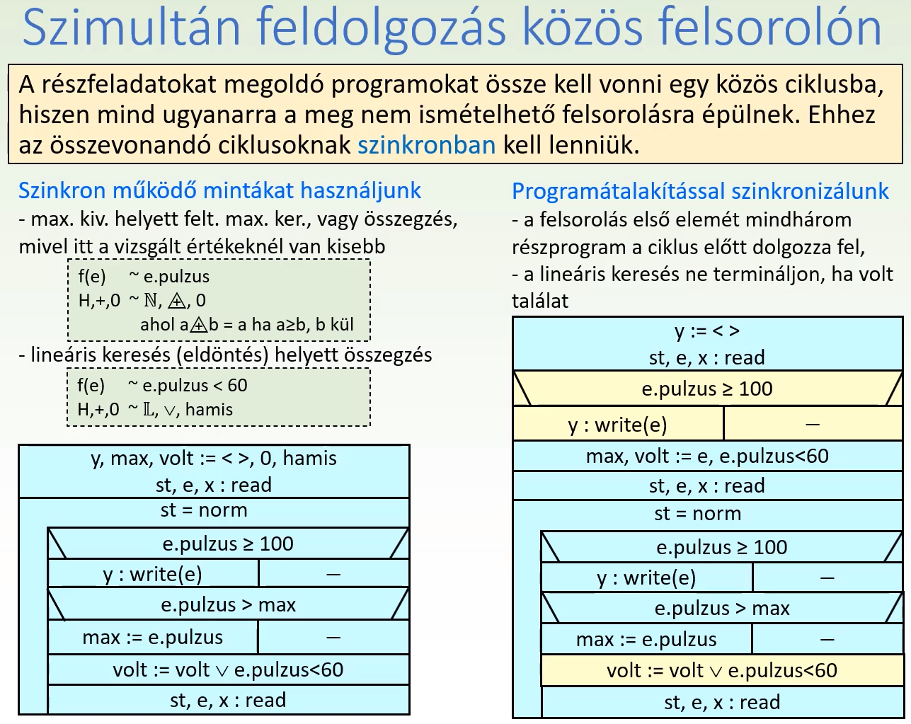 Szimultán feldolgozás közös felsorolón